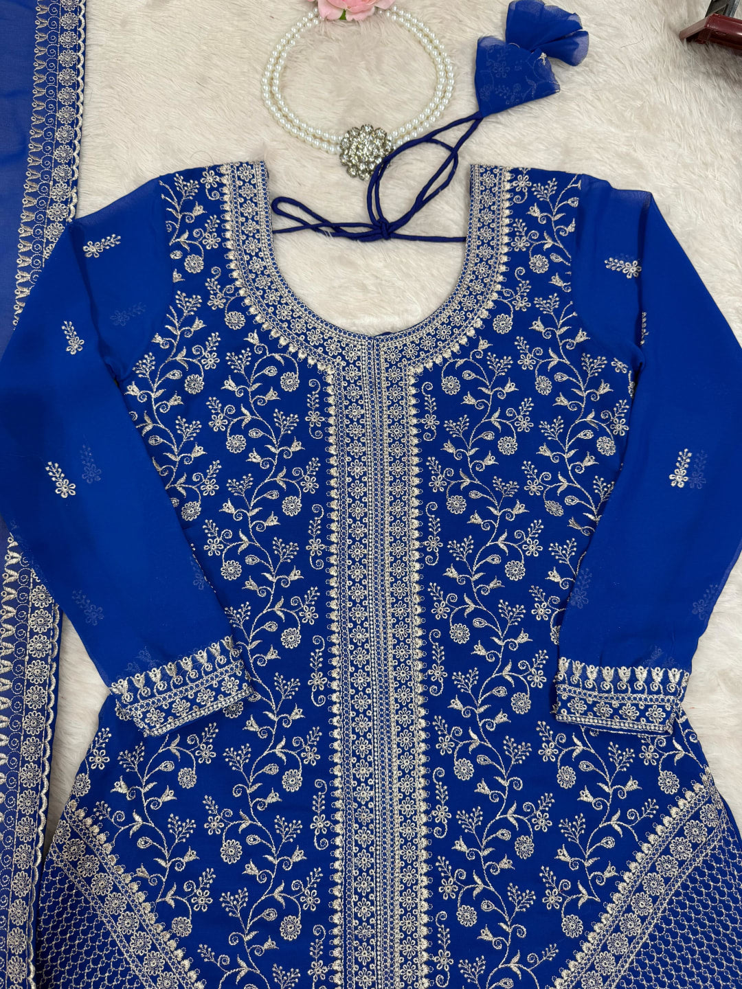 Premium Faux Georgette Embroidery with Sequin & Thread Detailing Outfit