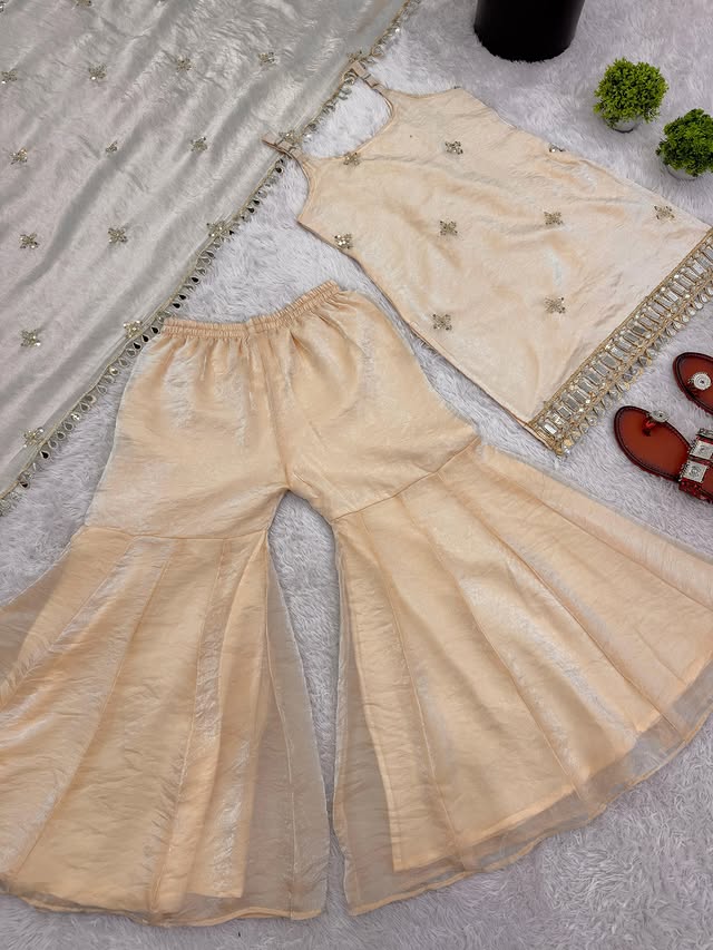 Indo Western Real Mirror Work Designer Sharara Set