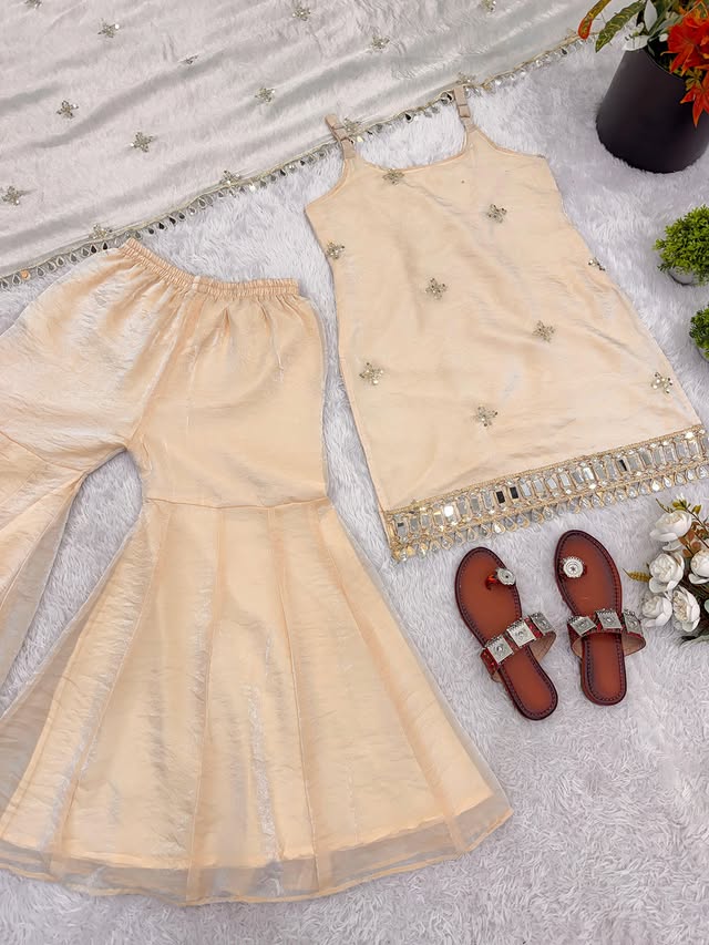 Indo Western Real Mirror Work Designer Sharara Set