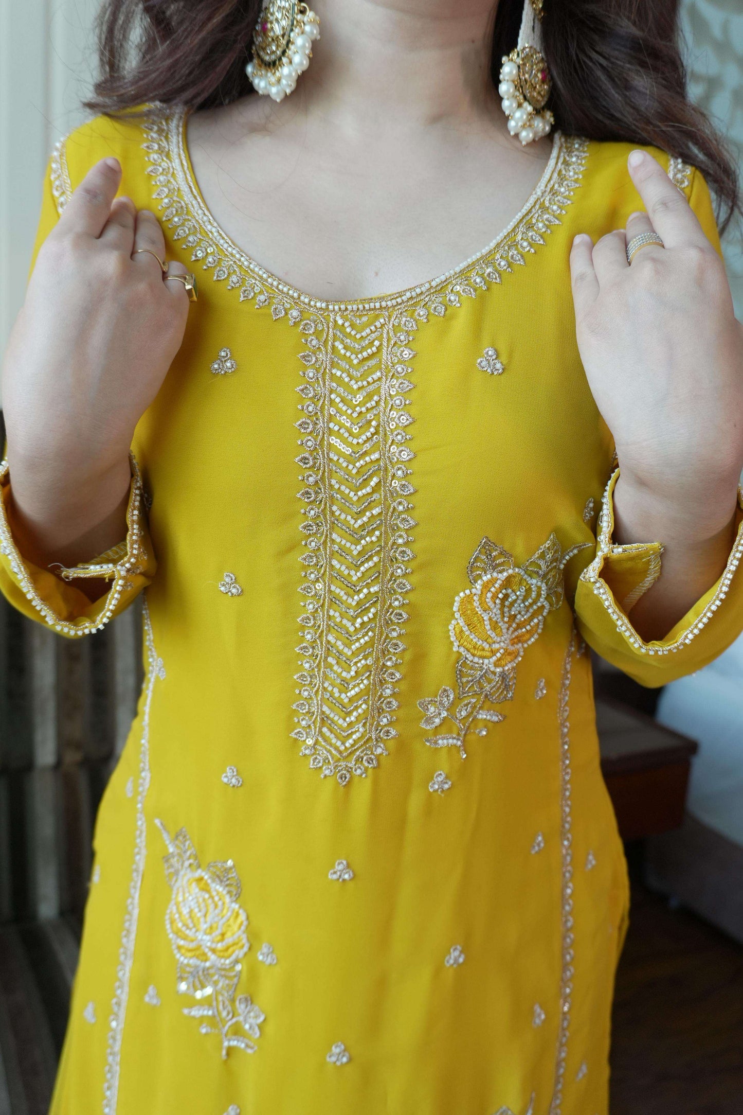 Eid Special Faux Georgette Sequence Embroidery & Beads Work Gharara Suit