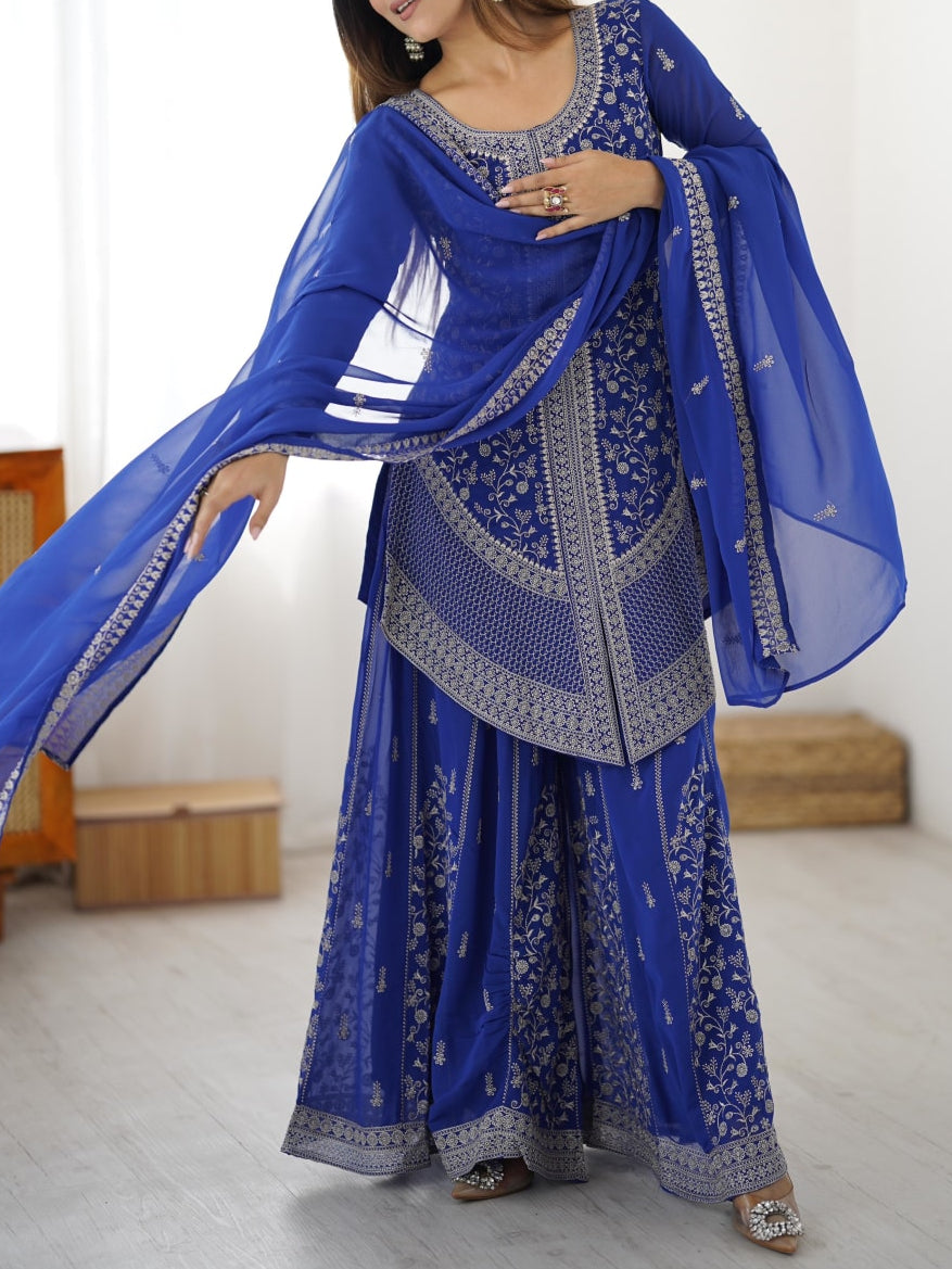 Premium Faux Georgette Embroidery with Sequin & Thread Detailing Outfit