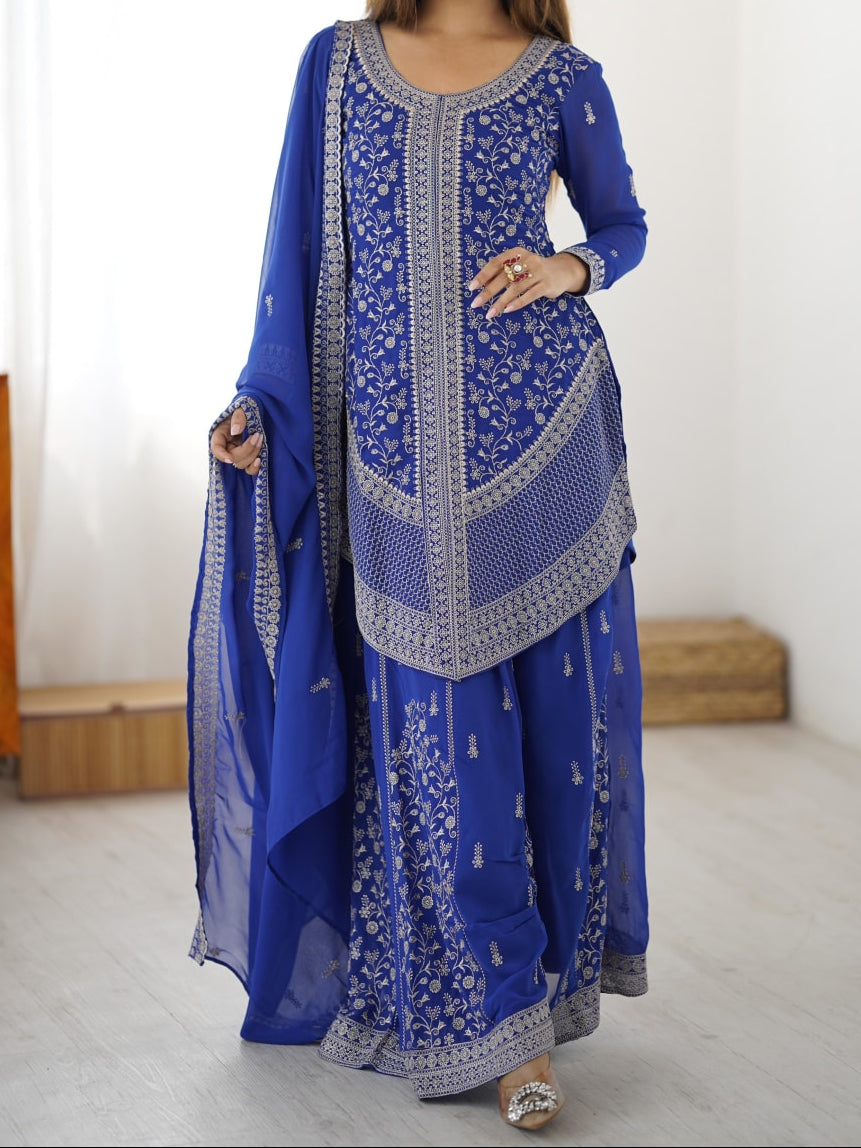 Premium Faux Georgette Embroidery with Sequin & Thread Detailing Outfit