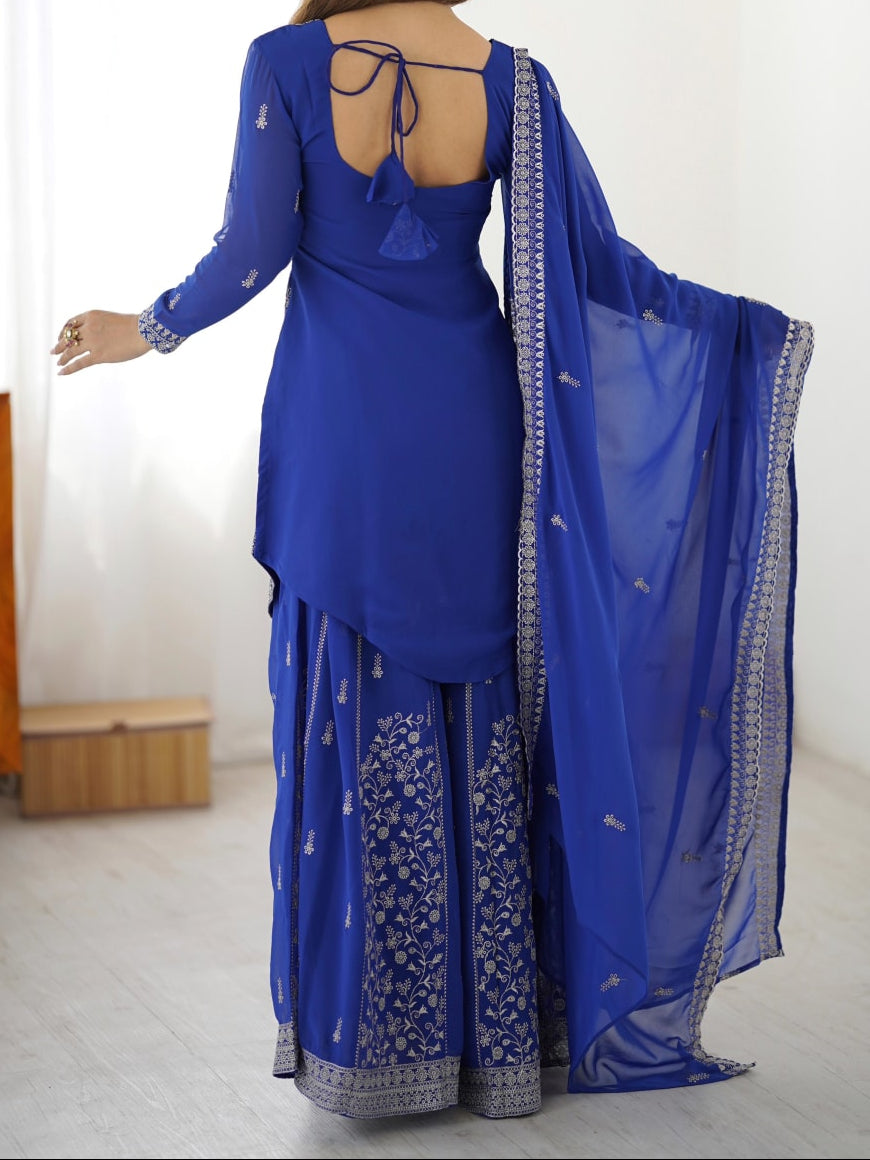 Premium Faux Georgette Embroidery with Sequin & Thread Detailing Outfit