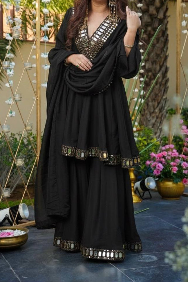 Instagram's Most Viral Super Hit Kediya Style Real Mirror Work Palazzo Set