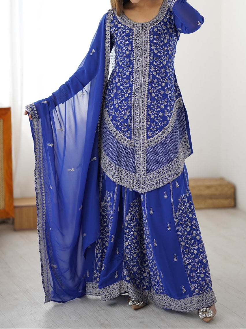 Premium Faux Georgette Embroidery with Sequin & Thread Detailing Outfit