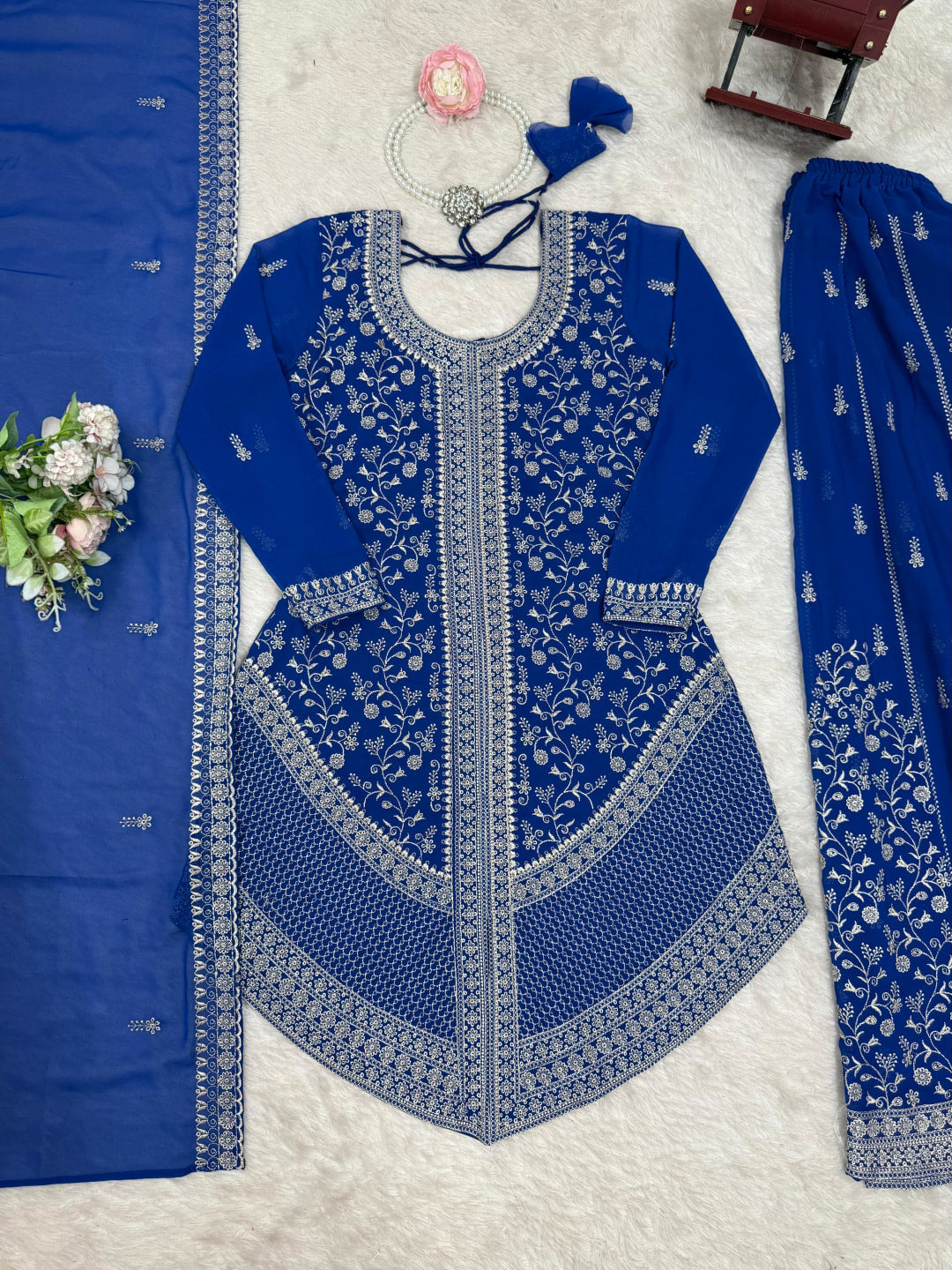 Premium Faux Georgette Embroidery with Sequin & Thread Detailing Outfit