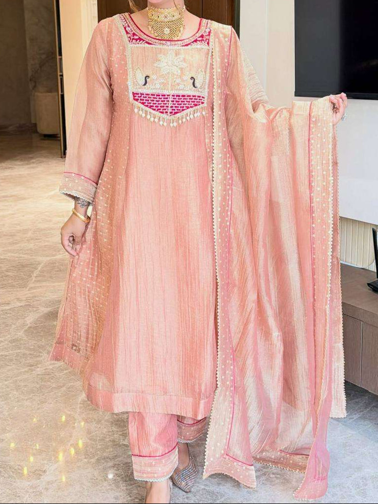 Silk Sequence Embroidery Designer Festive Wear Ladies Suit