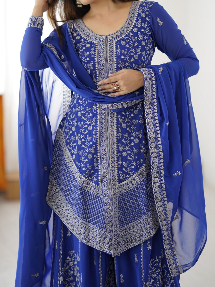 Premium Faux Georgette Embroidery with Sequin & Thread Detailing Outfit